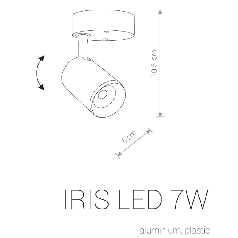 Akcentinis šviestuvas IRIS LED 7W baltas 24° - Akcentiniai, taškiniai šviestuvai, Vidaus šviestuvai