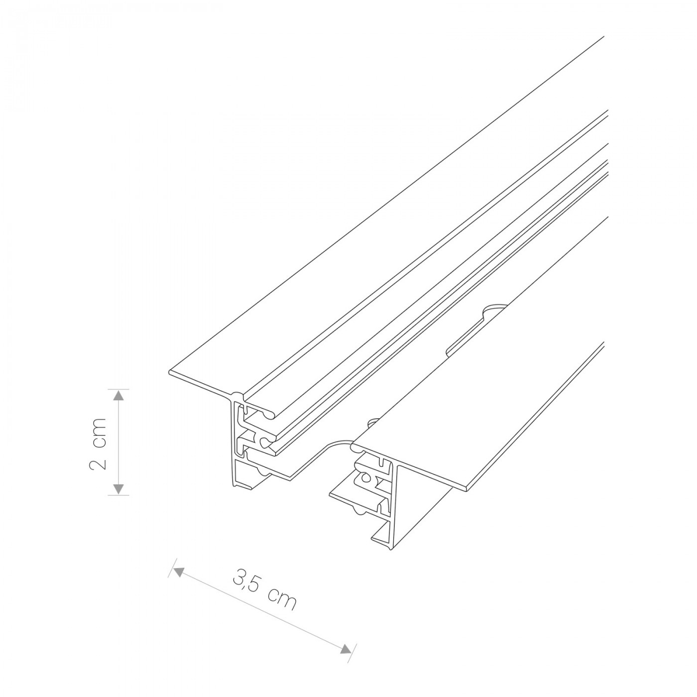 Įleidžiamas bėgelis PROFILE RECESSED TRACK 1m WHITE - Apšvietimo sistemos, Bėginė apšvietimo sistema (vienfazė)