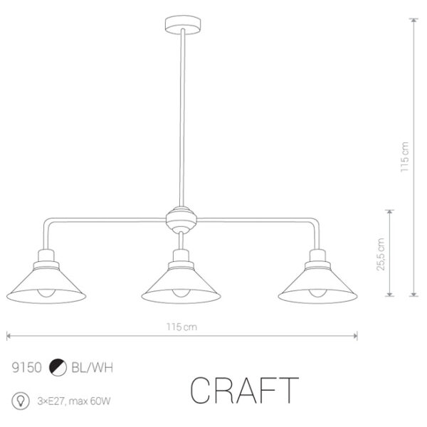 Pakabinamas šviestuvas CRAFT 3 - Pakabinami šviestuvai, Vidaus šviestuvai