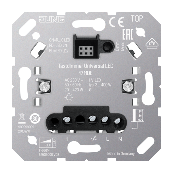 Tastdimmer Universal LED, mit Nebenstelleneingang - Elektros instaliacija