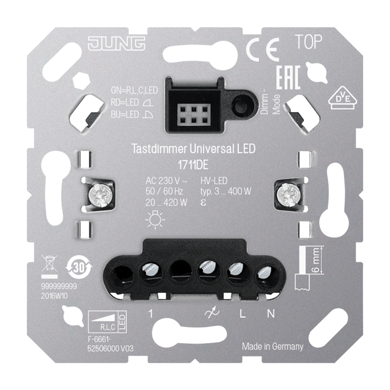 Tastdimmer Universal LED, mit Nebenstelleneingang - Elektros instaliacija