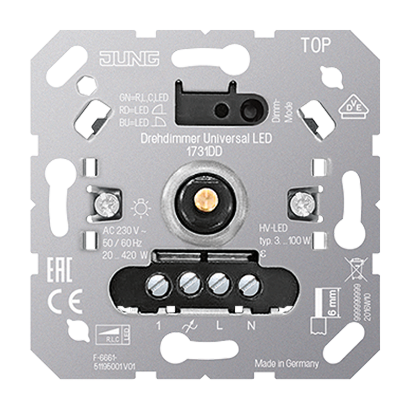 Drehdimmer Universal LED, mit Nebenstelleneingang - Elektros instaliacija