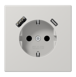 LS1520-15 CA LG,kištukinis lizdas su USB,1xA;1xC šviesiai pilkas,Jung LS - Elektros instaliacija, Potinkiniai lizdai