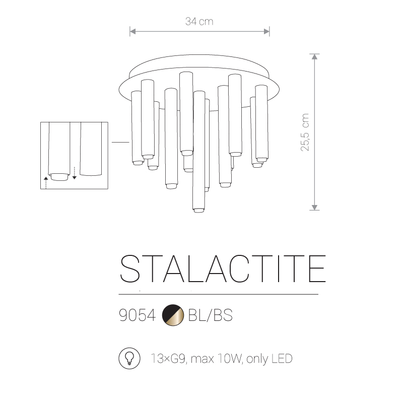 Lubinis šviestuvas STALACTITE BRASS 13 - Lubiniai šviestuvai, Vidaus šviestuvai