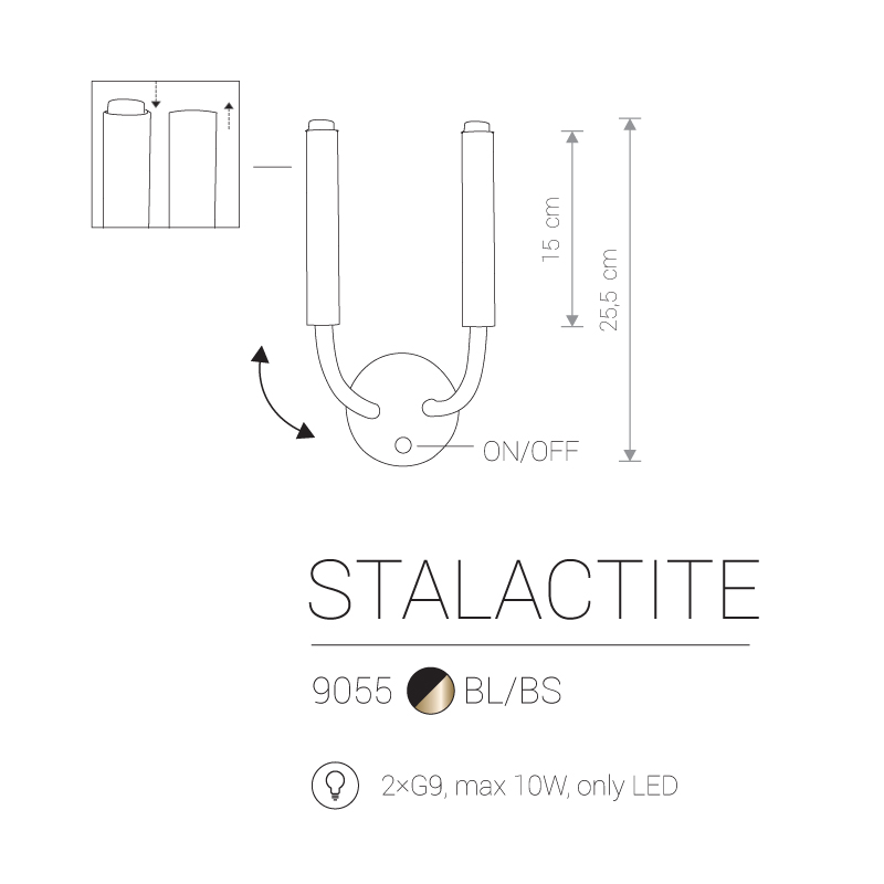 Sieninis šviestuvas STALACTITE BRASS 2 - Sieniniai šviestuvai, Vidaus šviestuvai