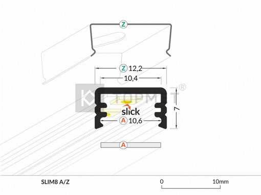 Virštinkinis LED profilis SLIM8 2M baltas 89030001 - LED juostos, profiliai