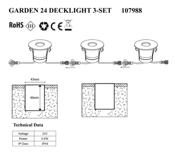 Įleidžiamas lauko šviestuvas GARDEN24 SET x 3 24V - Įleidžiami lauko šviestuvai, Lauko šviestuvai