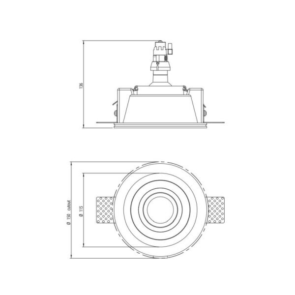 Įleidžiamas užglaistomas šviestuvas 1253005 Blanco Round Adjustable - Įleidžiami šviestuvai, Vidaus šviestuvai