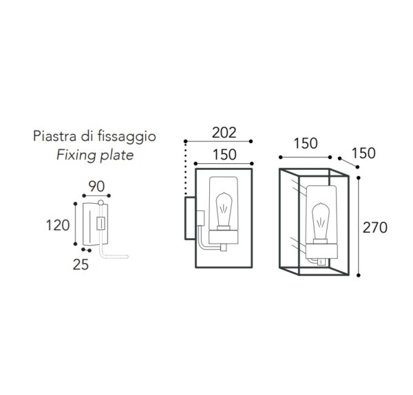 Sieninis lauko šviestuvas CUBIC3 3365.T - Vidaus šviestuvai