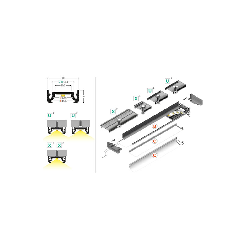 Virštinkinis LED profilis SURFACE10 2M 77270021 - Profiliai LED juostai