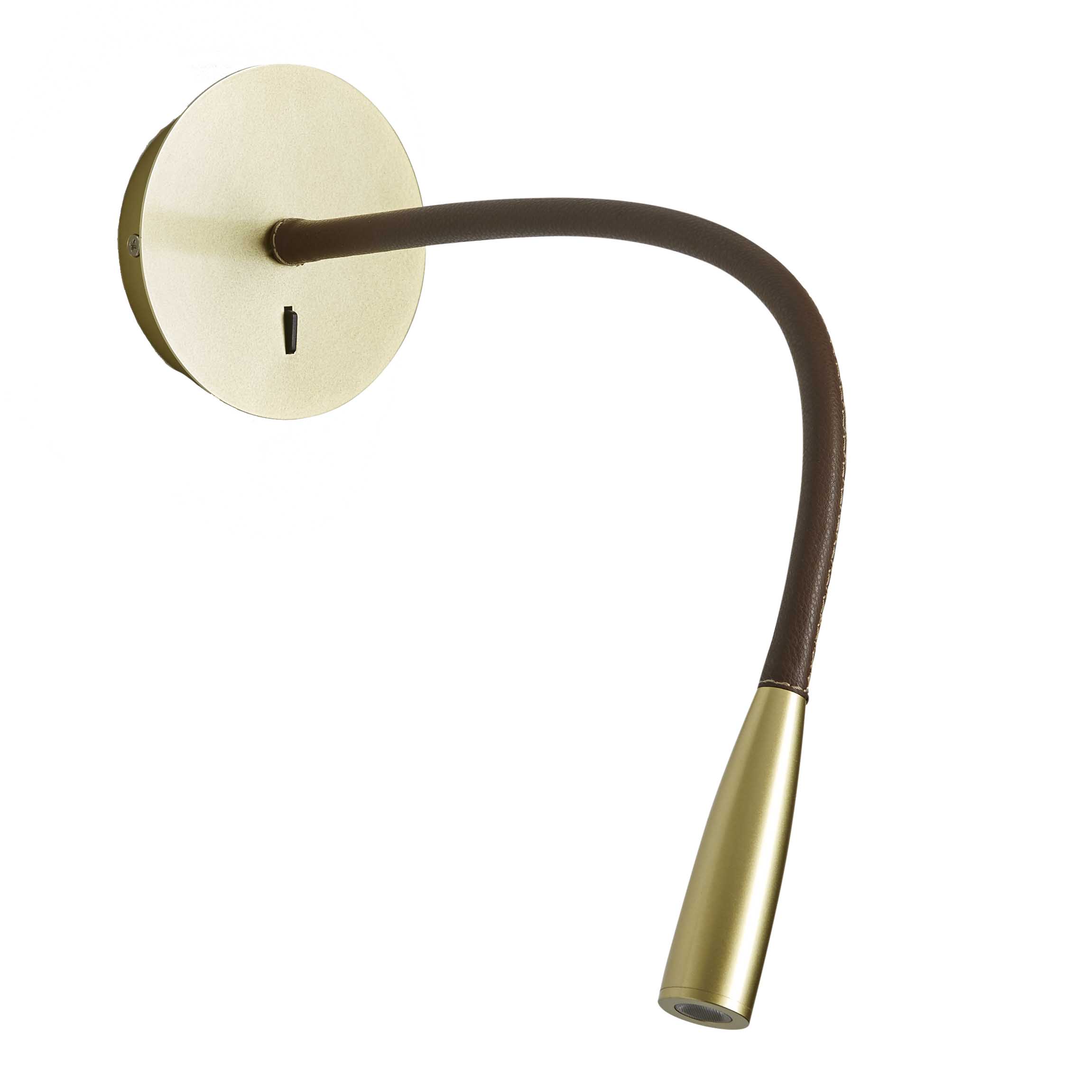 Sieninis šviestuvas FLEXI LEATHER Matt brass/Dark brown - Sieniniai šviestuvai, Sieniniai šviestuvai, Vidaus šviestuvai