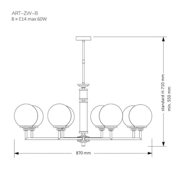 Pakabinamas šviestuvas ARTU GLASS WHITE 8 - Pakabinami šviestuvai, Vidaus šviestuvai