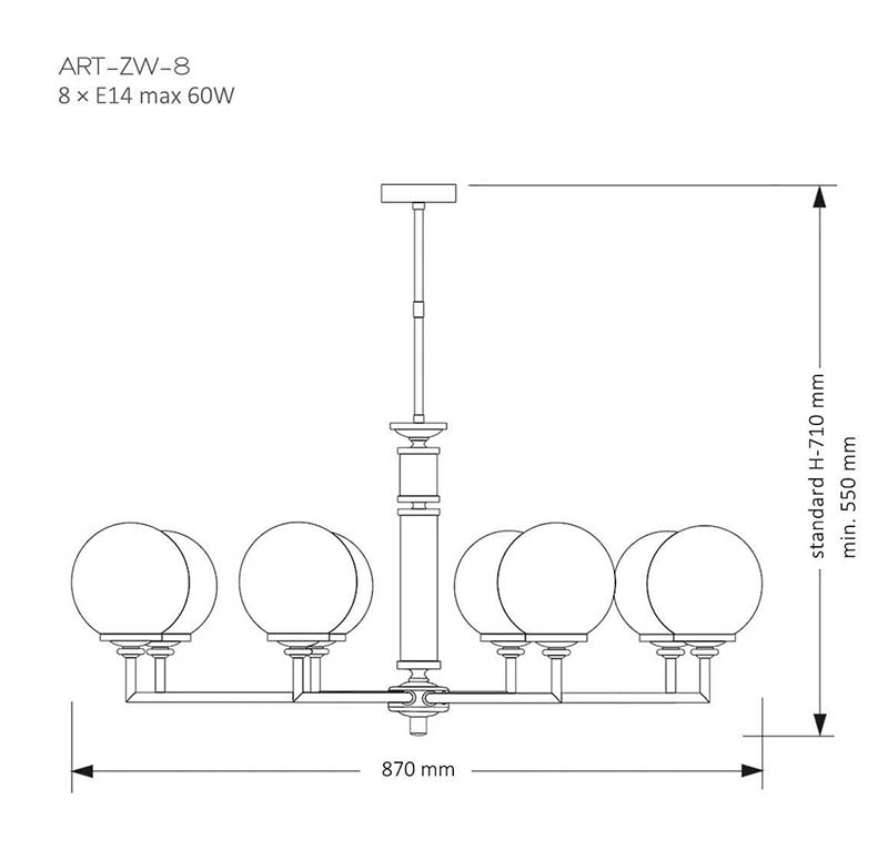 Pakabinamas šviestuvas ARTU GLASS WHITE 8 - Pakabinami šviestuvai, Vidaus šviestuvai