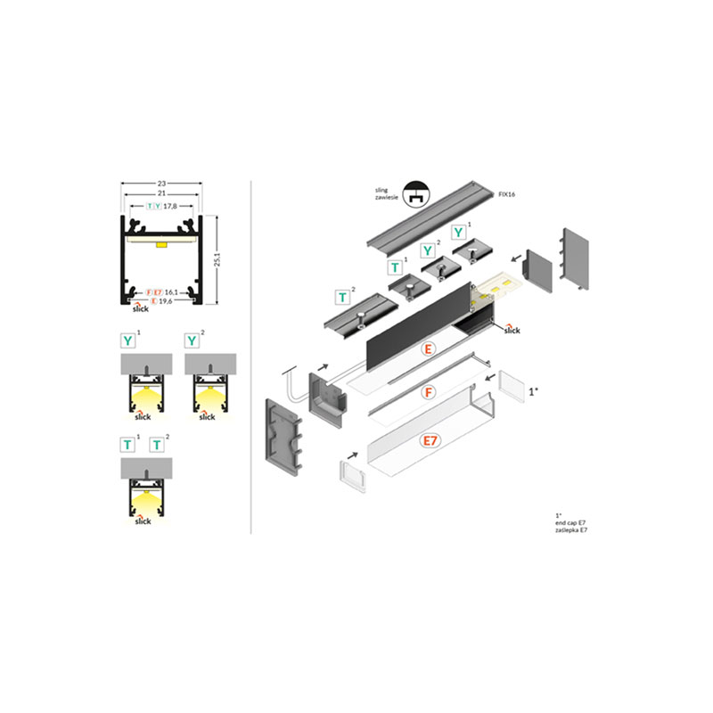 Virštinkinis LED profilis LINEA20 1M C1010001 - Profiliai LED juostai