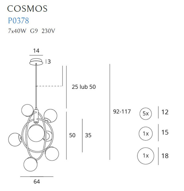 Pakabinamas šviestuvas COSMOS II - Pakabinami šviestuvai, Vidaus šviestuvai