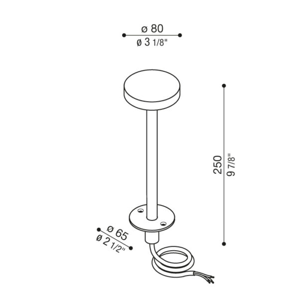 Pastatomas lauko šviestuvas PIK 80 H250 4.5W 3000K IP65 Green - Lauko šviestuvai, Stulpeliai, pastatomi lauko šviestuvai