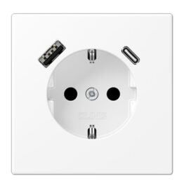 Kištukinis lizdas be rėmelio su USB LS1520-15CAWWM baltas mat. - Elektros instaliacija, Potinkiniai kištukiniai lizdai ir jungikliai