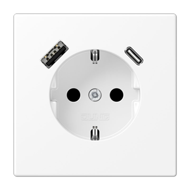Kištukinis lizdas be rėmelio su USB LS1520-15CAWWM baltas mat. - Elektros instaliacija, Potinkiniai kištukiniai lizdai ir jungikliai