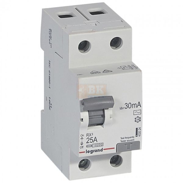 402024 Srovės nuotekio rėlė RCD RX (AC, 25A, 2P, 30mA, 230V),Legrand - nuotekių rėlės