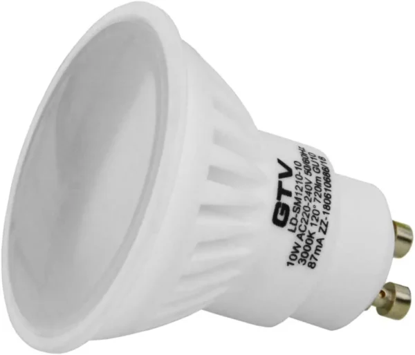 LD-SM1210-10,GU10 LED lemputė 10 W ,220-240 V, 3000K, 720lm, 120°,GTV - LED lemputės, Lemputės ir priedai