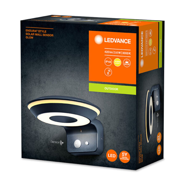 Sieninis šviestuvas su saulės baterija ENDURA 3000K 3.6W 4058075763210 - Sieniniai šviestuvai