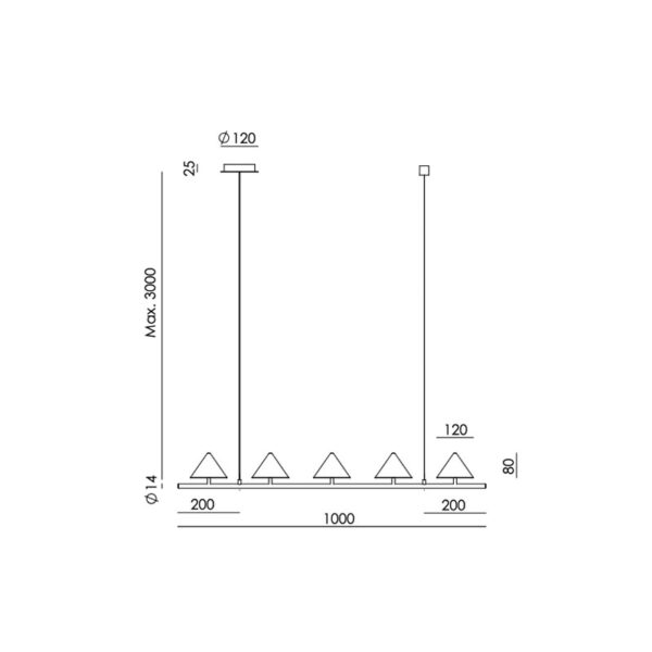 Pakabinamas šviestuvas ANZA 2700K 5x9W C1336/5 dimeriuojamas - Pakabinami šviestuvai