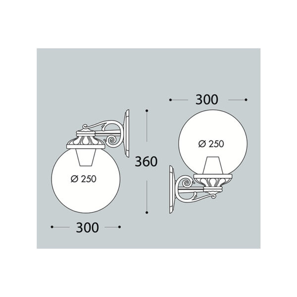 Sieninis lauko šviestuvas GLOBE 250 2700K-6500K 8.5W G25.131.AYV1K - Lauko šviestuvai, Sieniniai lauko šviestuvai, Sieniniai lauko šviestuvai