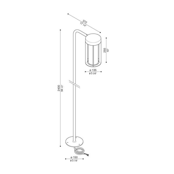 Pastatomas lauko šviestuvas LULA UP STELO H2400 3000K 12W LL15312V3 dimeriuojamas - Stulpeliai, pastatomi lauko šviestuvai